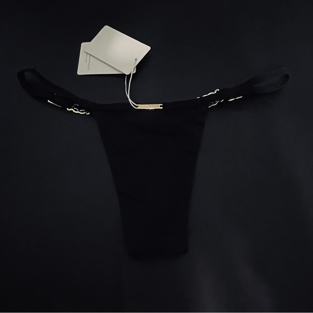 San Lorenzo Black Bikini Bottom with Gold Details - Picture 7 of 10